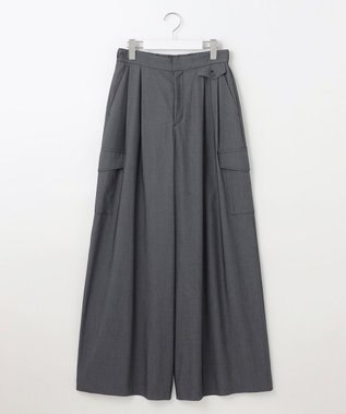 自由区 【カタログ掲載・接触冷感・UVカット・洗える】デニムライクボトムフレアワイド パンツ インディゴ