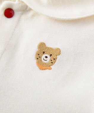 MIKI HOUSE HOT BISCUITS 【70-80cm】くま耳 セーラーカラー ショートオール 白