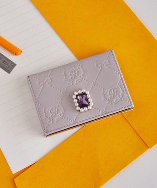 Maison de FLEUR パールビジューモノグラムカードケース Lavender