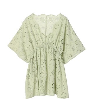 earth music&ecology コットンレースＶネックブラウス Off White