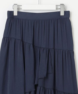 Feroux 【洗える】ランダムティアードスカート ネイビー系