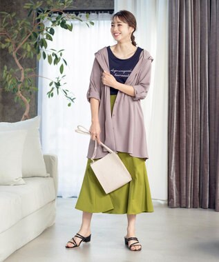 Tiaclasse 【新色追加・洗える】麻調パーカーチュニックブラウス モカ