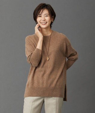 J.PRESS LADIES 【洗える】CASHMERE BLEND クルーネック ニット ブラウン系