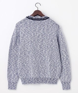 JOSEPH ABBOUD 【洗える・イタリア糸使用】コットンスラブ Vネック ニット ネイビー系