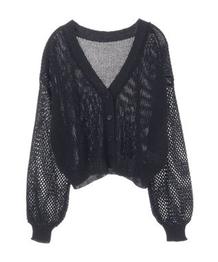 earth music&ecology メッシュカーディガン Black