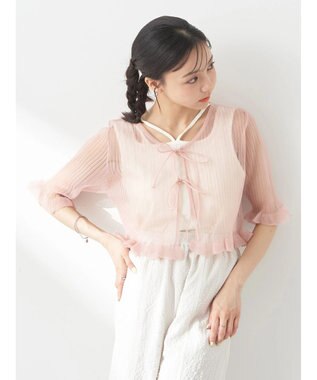 earth music&ecology シアーラメフリルカーディガン