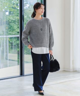 Tiaclasse 【洗える】MIXモールニットプルオーバー チャコールグレー