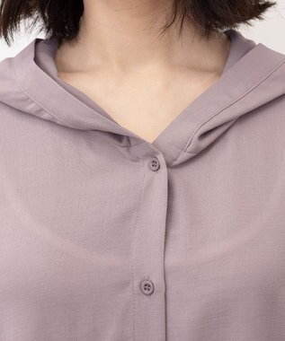 Tiaclasse 【新色追加・洗える】麻調パーカーチュニックブラウス モカ