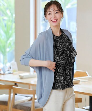 Tiaclasse L 【洗える】体型カバーも叶うドルマンニットカーディガン サックス