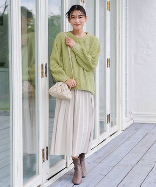 Tiaclasse 【洗える】MIXモールニットプルオーバー グリーン