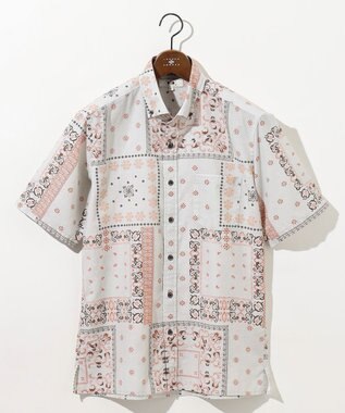 【サスティナブル素材】コットンリヨセルリネンバンダナプリント シャツ