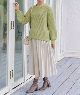 Tiaclasse 【洗える】MIXモールニットプルオーバー グリーン