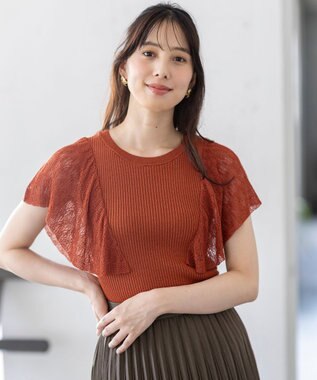 【洗える】レーシーフレアスリーブ ニット