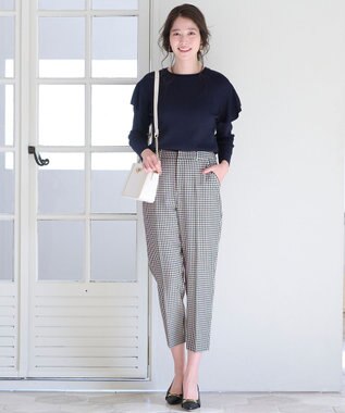 ANY SIS 【洗える】フレアディテール ニット ネイビー