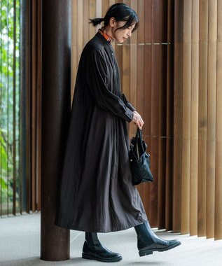 23区 L 【新色追加/洗える】ヴィンテージライトタフタ ブザム ワンピース ダークブラウン系