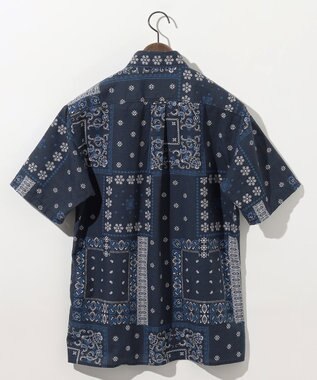 JOSEPH ABBOUD 【サスティナブル素材】コットンリヨセルリネンバンダナプリント シャツ ネイビー系6