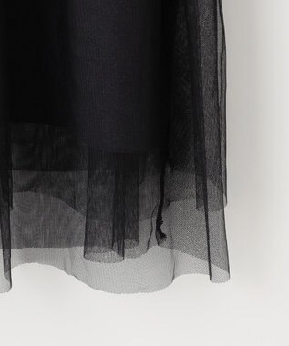 Feroux 【洗える】チュールコンビ プルオーバーニット ブラック系