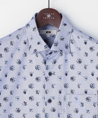 JOSEPH ABBOUD 【ジャージー素材・ストレッチ・イージーケア】コンパクトジャージープリント シャツ ブルー系5