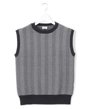 J.PRESS YORK STREET 【WOMEN】ヘリンボーンニットベスト グレー系3