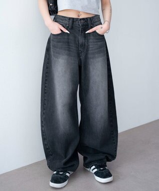 WEGO ワイドカーブデニムパンツ デニムブラックソノタ