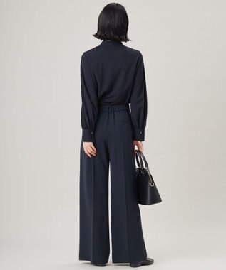 自由区 【洗える】アムンゼンジャージー ブラウス ネイビー