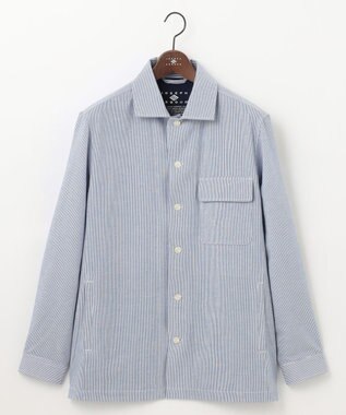 JOSEPH ABBOUD 【清涼・軽量・夏の軽羽織】クールサッカー ライトシャツ アウター ブルー系