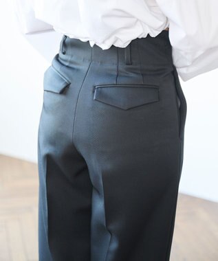 #Newans ハイウエスト2タックパンツ ブラック