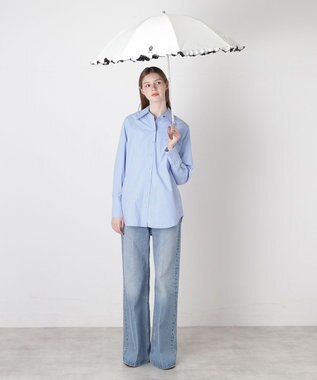 MOONBAT 【WEB限定/遮光率100%/遮熱/UV】POLO RALPH LAUREN（ポロ ラルフローレン）晴雨兼用日傘 ワンポイント ポロベア刺繍 フリル 折りたたみ傘 長折タイプ オフホワイト