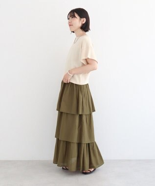 Green Parks 袖フレアフレンチスリーブニットプルオーバー Light Beige