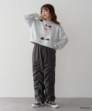 Green Parks ミッキー＆フレンズ／ラメ裏毛ショートプルオーバー White