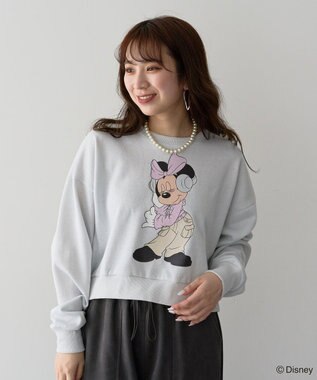 Green Parks ミッキー＆フレンズ／ラメ裏毛ショートプルオーバー White