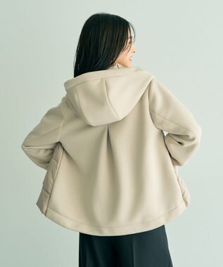YECCA VECCA 中綿×カットボンディングZIPフーディー Gray Beige