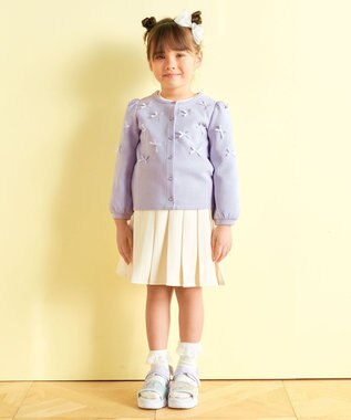 ANY KIDS スナップボタン リボンカーディガン サックスブルー