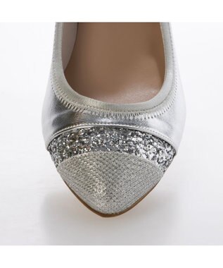 MODE ET JACOMO <carino>ポインテッドトゥウエッジヒールパンプス シルバーコンビ