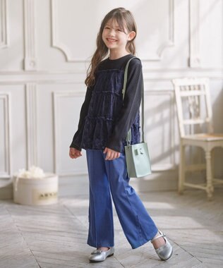 組曲 KIDS 【150-160㎝】フレア デニムパンツ サックスブルー