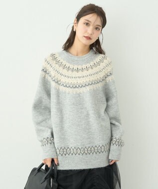 earth music&ecology オーロララメノルディックチュニック Gray