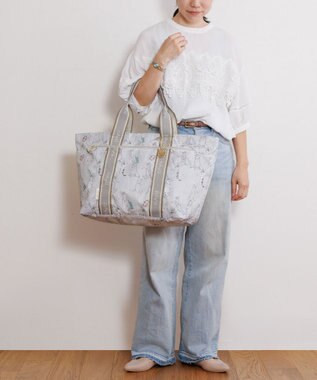 ACE BAGS & LUGGAGE HAyU × ace.  フォールディング 折り畳みトートバッグ 猫柄 30L 17862 ベージュ柄