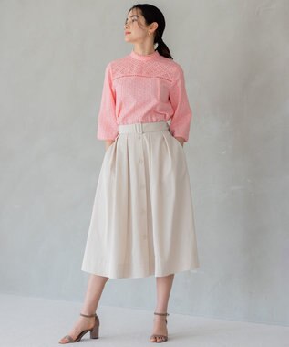 組曲 カラータフタベルト付き スカート ベージュ系