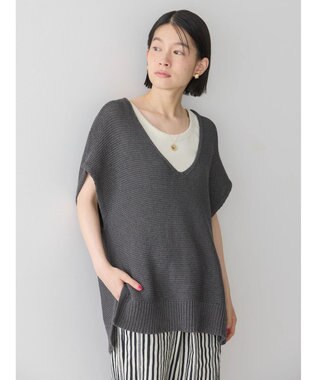 AMERICAN HOLIC リネンブレンドニットベスト Charcoal Gray