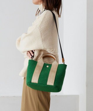 TOPKAPI 【TREASURE TOPKAPI】イタリアンフェルト ラメテープ 2way トートバッグ 2023 グリーン