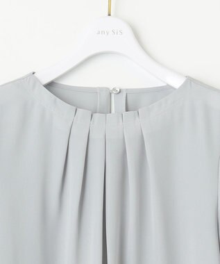 ANY SIS 【洗える】フロントタックノーブル ブラウス アイスグレー