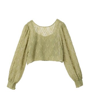 earth music&ecology ＳＥＴ２点カットジャカードカーディガン＋ビスチェ Lime Green