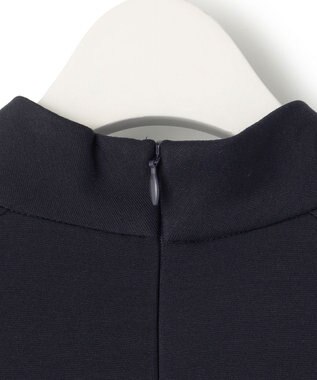 ICB L 【洗える】 レーヨンストレッチポンチ フレアワンピース ネイビー系