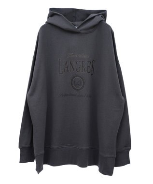 Green Parks 裏毛エンブレムパーカーチュニック Charcoal Gray