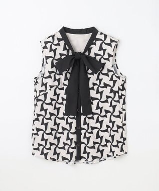 GRACE CONTINENTAL リボンプリントノースリーブトップ キナリ