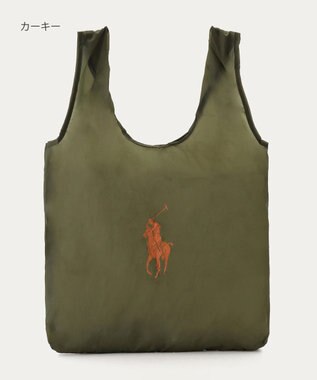 MOONBAT POLO RALPH LAUREN(ポロ ラルフローレン)ポロポニー ポケッタブル レインバッグ Mサイズ 無地 ストラップベルト付き カーキー
