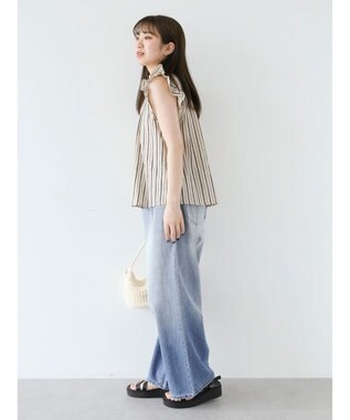 Green Parks ・ＥＬＥＮＣＡＲＥ　ＤＵＥ　ストライプフリルブラウス Beige