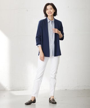 J.PRESS LADIES L セルロースリバー カーディガン ダルブルー系