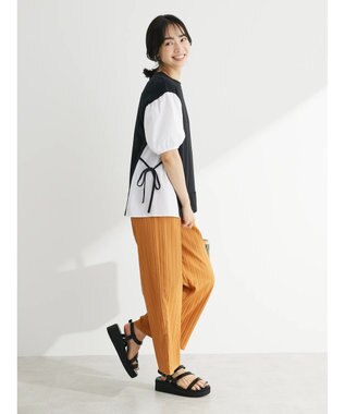 Green Parks 布帛ドッキング脇リボンプルオーバー Black