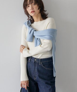 AMERICAN HOLIC バイパチリブモックネックニットプルオーバー Ivory